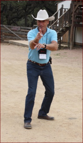 Superior Masonry’s Mark Kemp is quick on the draw.