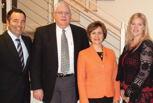Matt Keelen of The Keelen Group; Sen. Ron Johnson (R-WI); Joe Buechel, Natural Stone Veneers International; Jennifer Morrell, Editor of Masonry Magazine; and Bob Thomas, NCMA.