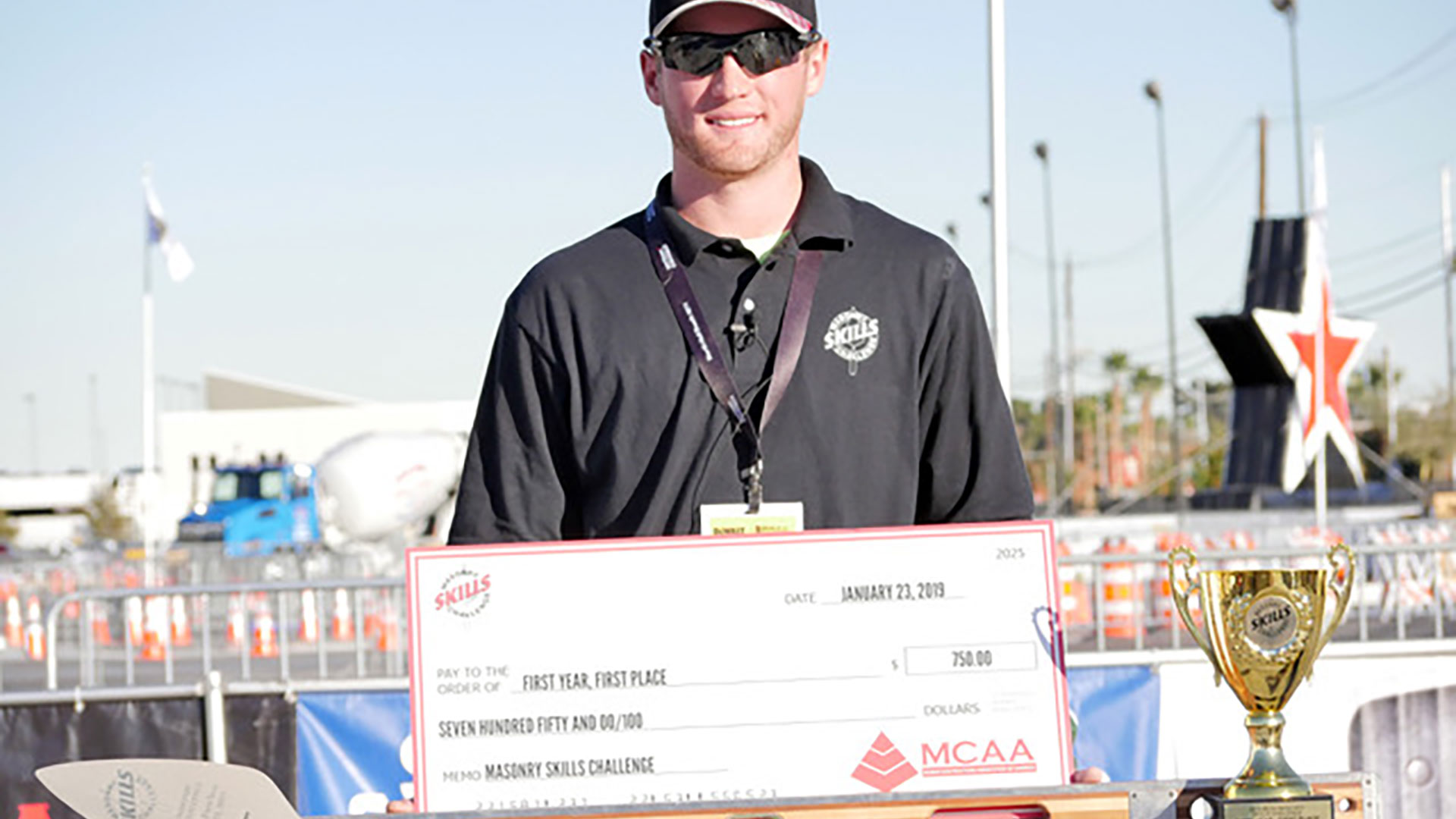 Mason Lovell, 2019 Masonry Skills Challenge First Year winner
