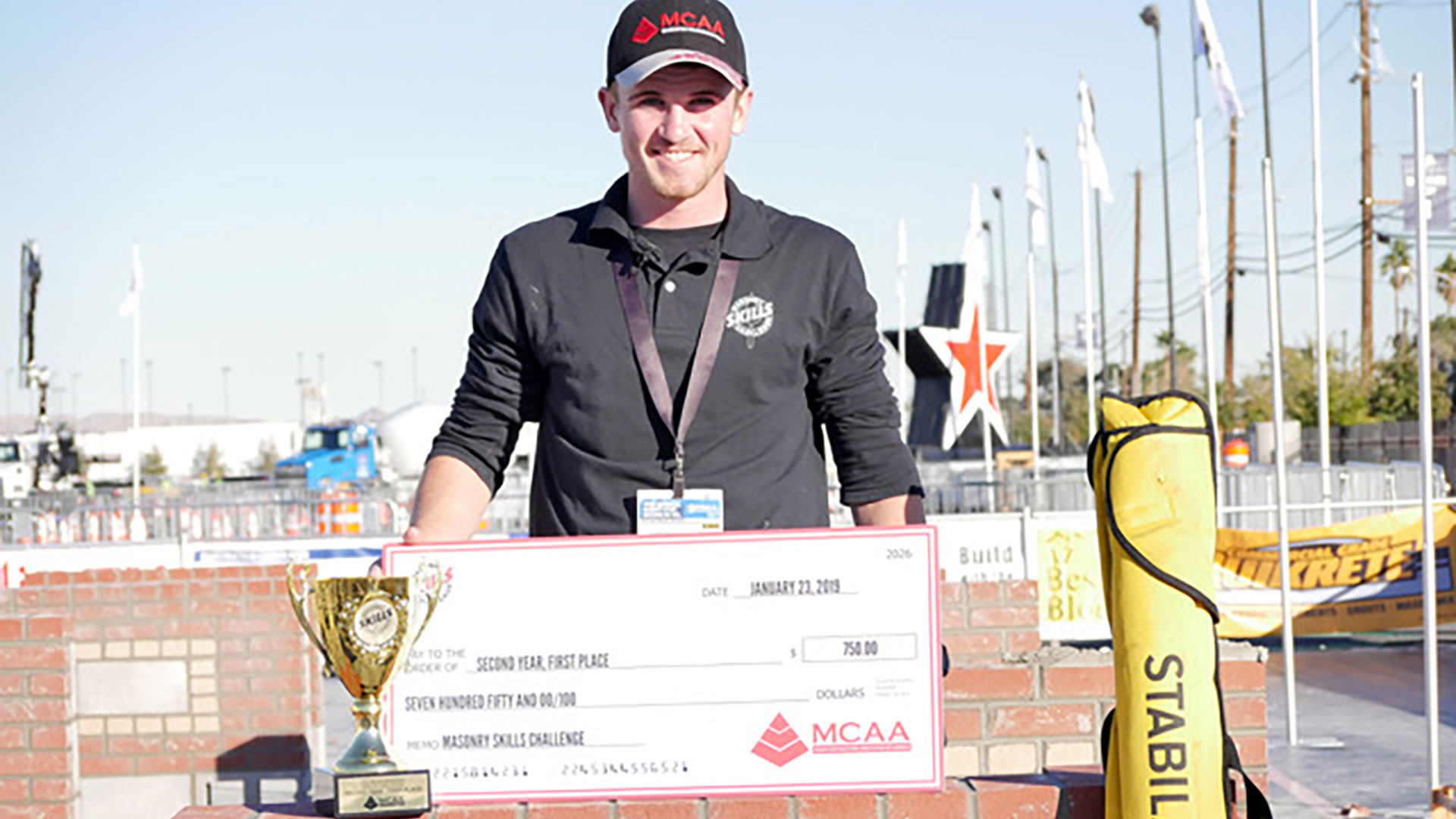 Jamison Huntley, 2019 Masonry Skills Challenge Second Year winner