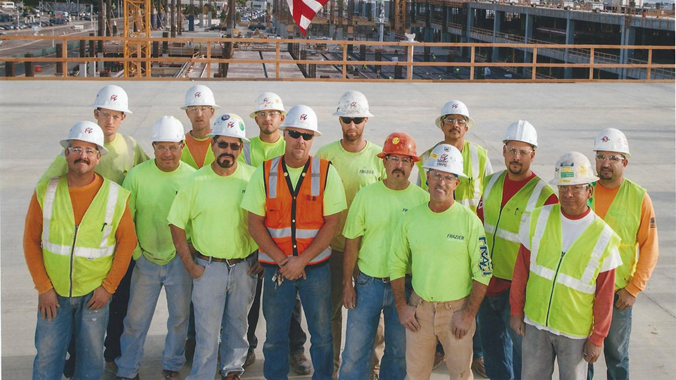 Shown are Masonry Industry Training Association apprentices at on-the-job training with the contractor’s crew.