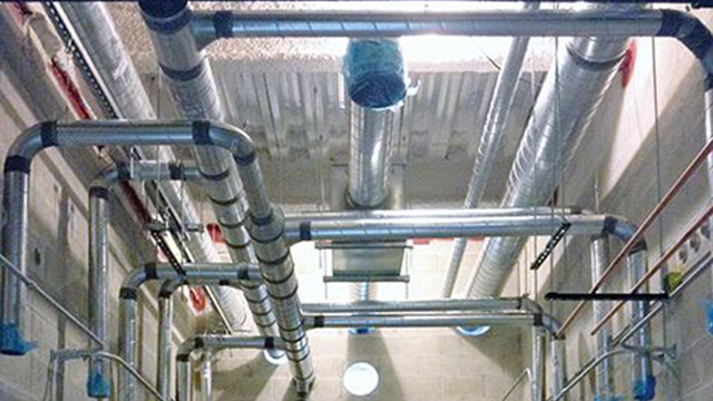 Upon completion of the masonry work, the MEP trades were able to easily install their pipes and ducts without cutting through the masonry due to the well-coordinated sleeve penetrations.