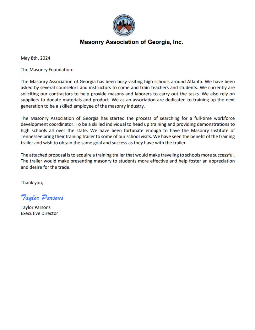 Masonry Association of Georgia, Inc. Training Trailer