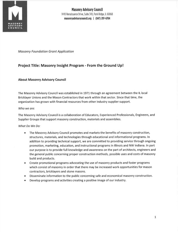 Masonry Insights Program - From The Ground Up!